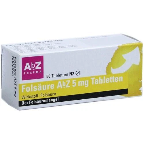ABZ PHARMA GMBH FOLSÄURE ABZ 5 mg Tabletten 50 St PZN 1234556