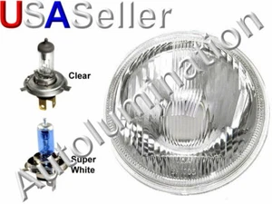 7" H4 6V Conversion HALOGEN HEADLIGHT 6006 Glass SUPER WHITE BULBS 60/55W 6 VOLT - Picture 1 of 1