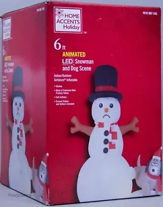 Christmas Gemmy 6 ft Animated Snowman & Dog Scene Airblown Inflatable NIB - Picture 1 of 2