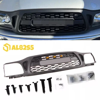 Front Bumper Upper Grill Grille Fits 2001-2004 Tacoma Matte Black W/LED Lights Foto 1 de 4
