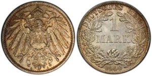 Germany Empire 1 Silver Mark 1909 A Berlin mint PCGS MS65 BU coin big Eagle - Picture 1 of 2