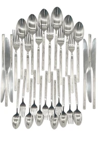 Silver Designer Table/Tea/Dessert Spoon, Fork Steel Dinner Cutlery Kitchen Set - Picture 1 of 18