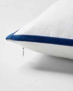 Ralph Lauren Heath Grosgrain Border Decorative Throw Pillow - White Blue Bedding - Picture 1 of 3