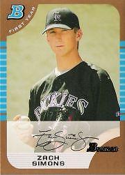2005 Bowman Draft Baseball Gold #91 Zach Simons FY