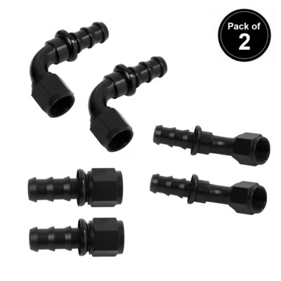 LokoCar 6AN 8AN 10AN Push Lock Hose Fitting End 0° 45° 90° Degree Black 2PCS - Image 1 of 4