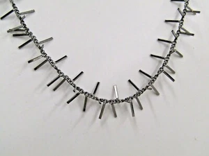 Vicenza Silver Sterling 18" Polished Fringe Design Station Necklace, 8.1g Black - Picture 1 of 5