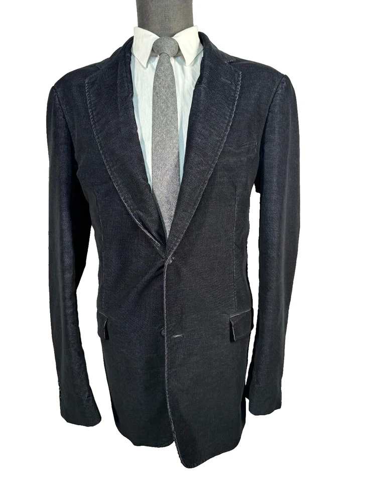 PRONTO UOMO Hombres Azul Marino Oscuro ALGODÓN PANA Abrigo Deportivo Blazer Chaqueta 44L Foto 1 de 4