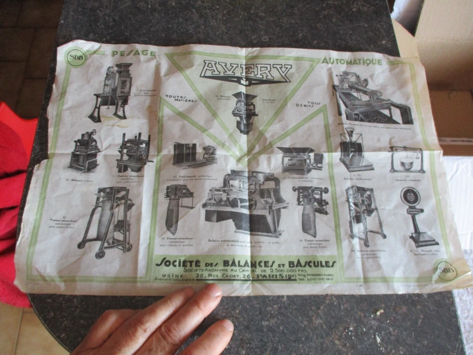 Ancien Feuillet Catalogue Ancienne Balance Bascule AVERY Paris Meunier Agricole - Photo 1/2
