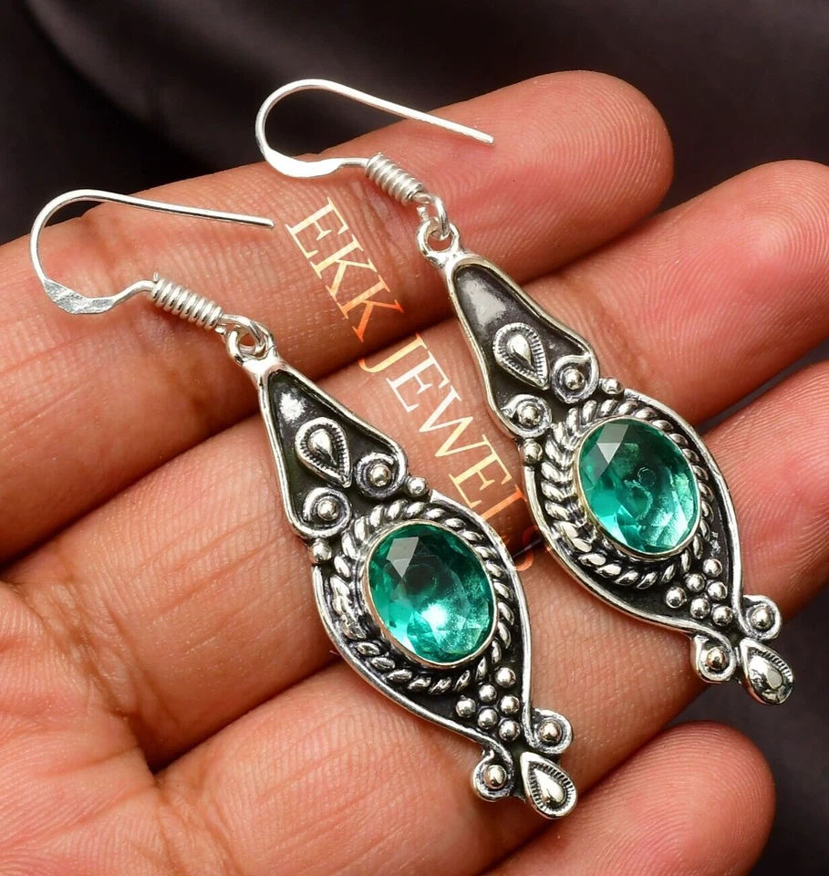 Orecchino gioiello fatto a mano in argento sterling 925 con pietra preziosa t... - Immagine 1 di 4