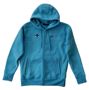 Oakley Men's Medium Aqua Blue Zip Fleece Hoodie Sweatshirt - Picture 1 of 14