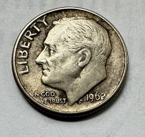 1962-D 10C Roosevelt Dime Silber. Selten. Neuwertig ""D"" Fehler. Dound In Reveres. - Bild 1 von 7