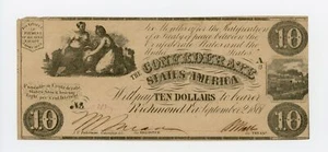 1861 T-28 10 $ The Confederate States of America Note - CIVIL WAR Era - Bild 1 von 2
