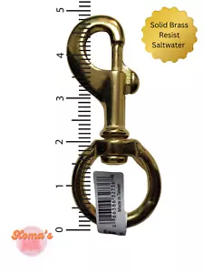 4 7/8" brass snaphook/clasp with round 11/4" swivel eye. Lead Ropes, big leashes - Picture 1 of 7