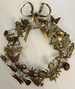 Vintage 8” Dresden Petite Choses Brass Wreath All Seasons & Holidays 27 Pieces - Picture 1 of 10