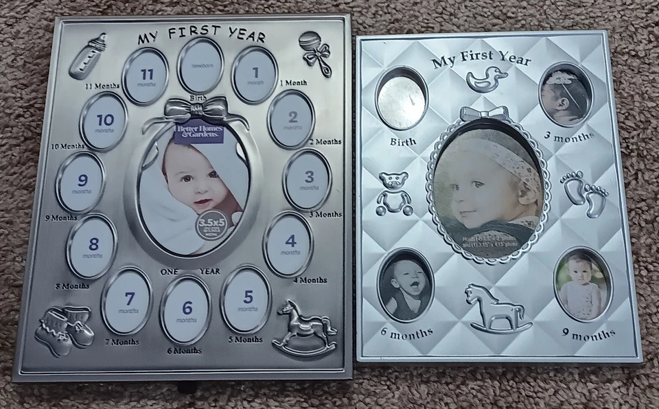 Lote de 2 marcos de fotos de primer año para bebé Foto 1 de 4