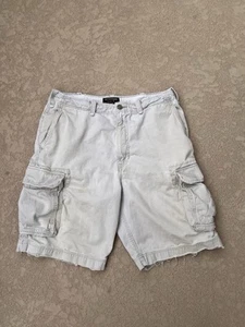 90s Vintage Abercrombie & Fitch Cargo Shorts Men's 34 Natural distressed Y2K - Picture 1 of 8