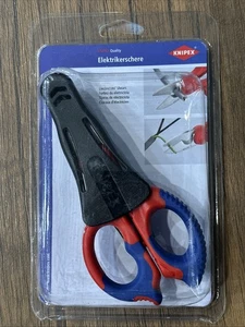Knipex 6 1/4" Electricians' Shears 95 05 155 SBA, W/ Plastic Belt Clip Case, New - Picture 1 of 2