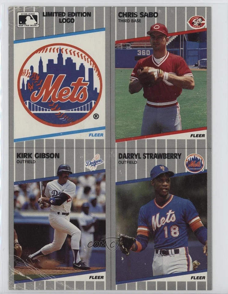 1989 Fleer Box Bottoms Gray Back Full Panels New York Mets Logo Chris Sabo - Image 1 of 2