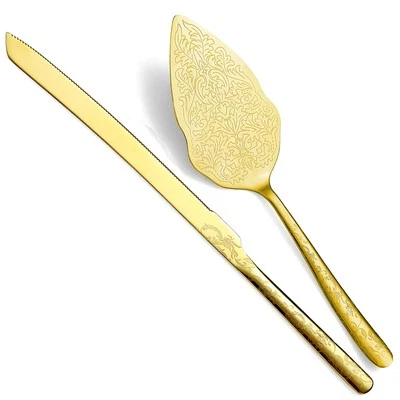 Gold Hochzeitstorte Messer und Servierset Titan Vergoldung mit einzigartigem ... - Bild 1 von 4