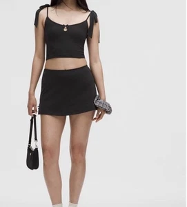 Minifalda Lululemon Nulu Detalle de Lazo Balletcore Skort Negra Para Mujer Pequeña Nueva con Etiquetas - Imagen 1 de 5