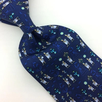 Pineda Covalin Tie Pineda Covalin Teomamaque Farmers Navy Necktie Luxury Silk  - Image 1 of 4