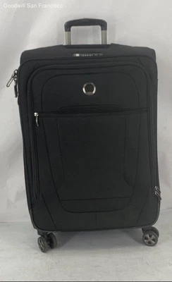 Delsey Paris Black Zip Pockets 4 Rolling Wheeled Carry On Luggage Suitcase - Image 1 of 4