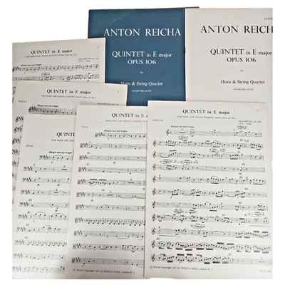 Anton Reicha Quintet in E Op 106 Horn String Quartet Music Score Parts Partitura - Image 1 of 4