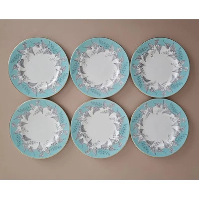 Usado en excelente estado Wedgwood Bone China Buxton Gris Turquesa Juego de 6 Ensaladas Redondas 8 en Platos  Foto 1 de 4