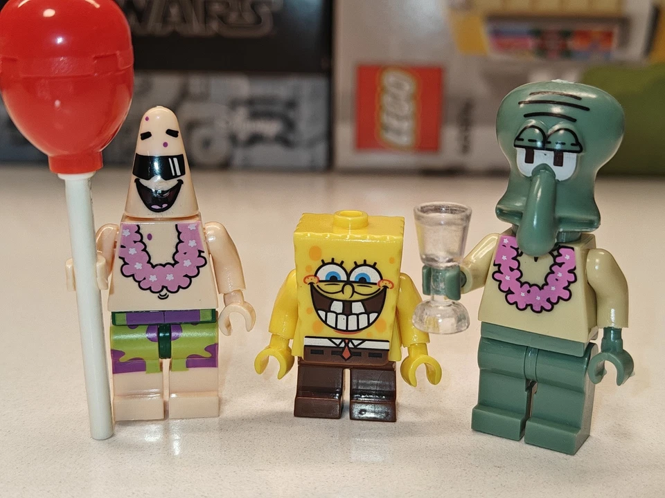 SpongeBob, Squidward & Patrick Custom Lego Minifigure Set Bikini Bottom Party - Image 1 of 2