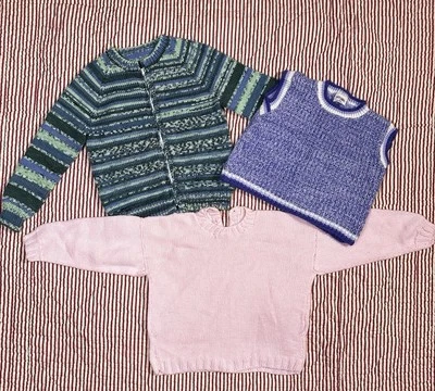 VTG Girls Size 8 Lot Of Knit Sweater Cardigan Vest 2 Handmade One Health Tex - Image 1 of 3