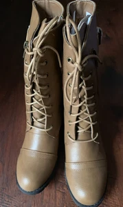 Refresh Women's Terra-20 Mid Calf Riding Lace up Boots Taupe Size 8 - Picture 1 of 5