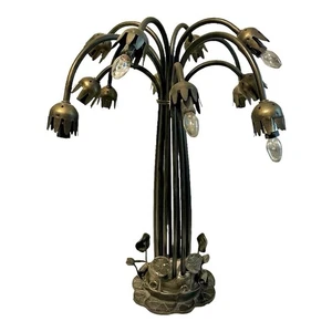 Vtg Tiffany Style 12 Light Lily Lamp Bronze Finish Art Nouveau Table Lamp 22” - Picture 1 of 14