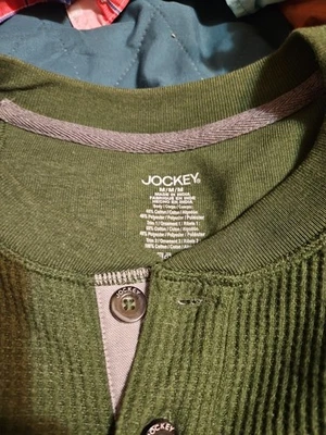 JOCKEY Henley Thermal Waffle Knit Med Mens Shirt  Base Layer Outdoors - Image 1 of 3