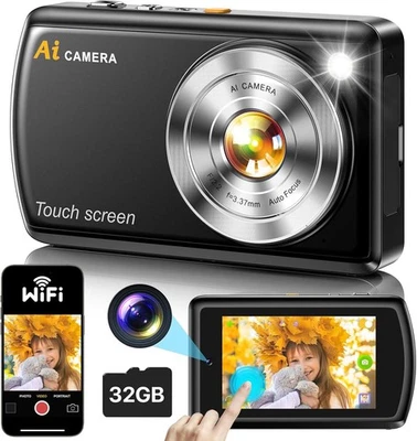 AI Smart FHD Digitalkamera Kompaktkamera Wifi Autofokus Kinderkamera Fotoapparat - Bild 1 von 4
