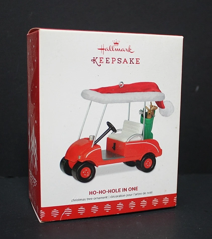 Ornamento de carrinho de golfe Hallmark 2017 Ho-Ho-Hole in One vermelho Natal novo na caixa novo com etiquetas - Imagem 1 de 1
