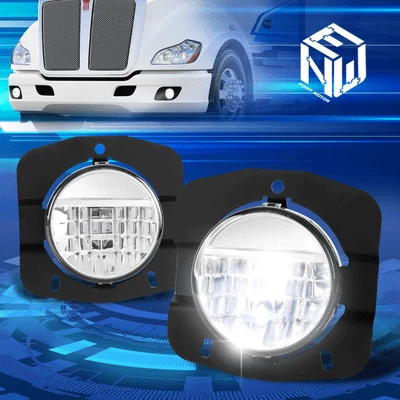 For 11-24 Kenworth T680 Chrome Housing Clear Lens Full LED Bumper Fog Lights - Image 1 of 4