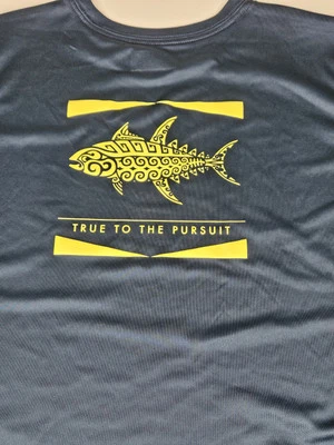 COLUMBIA PFG Omni-Shade T Shirt Youth Boy's XL (18-20)"True To The Pursuit" Blue - Image 1 of 4