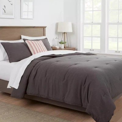 Space Dyed Cotton Linen Comforter & Sham Set - Threshold King Gray - Image 1 of 3