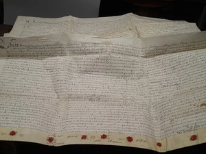 (AH) 1723 Vellum indenture land 27 acres Grove Wantage Berkshire 7 seals - Picture 1 of 6