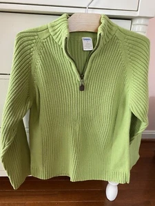 GYMBOREE BOYS SPRING GREEN RIBBED ZIP PULLOVER KNIT SWEATER Size 7 EUC - Picture 1 of 6