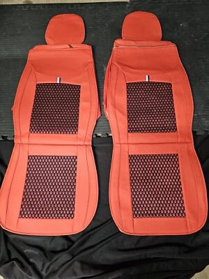Leather Seat Covers Universal Red Bucket Seats Passenger Truck SUV Racing Style  - Image 1 of 4