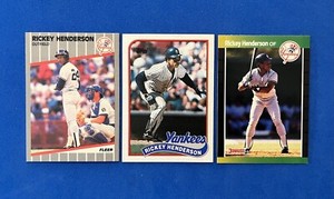 1989 Rickey Henderson Yankees Baseball Cards Donruss 245 - Fleer 254 - Topps 380