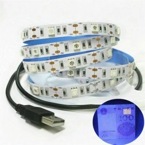 USB 5V 12V UV led strip light 395-405nm 5050 30led/m Flexible blacklight string - Picture 1 of 10