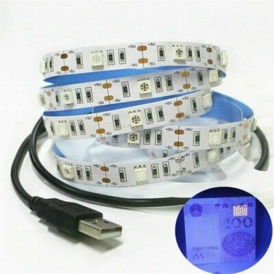 USB 5V 12V UV led strip light 395-405nm 5050 30led/m Flexible blacklight string - Image 1 of 4
