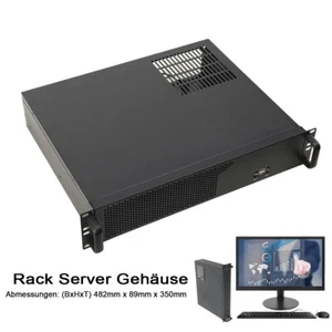 14" Rack Server Gehäuse 2U 2HE Schwarz - Afbeelding 1 van 14