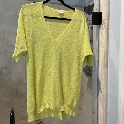 Pulôver eileen Fisher amarelo limão manga citron suéter tripulação pequeno m pm Médio - Imagem 1 de 4