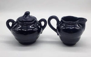 Vintage Deep Blue Italian Cantagalli Sugar bowl and creamer set - Picture 1 of 14