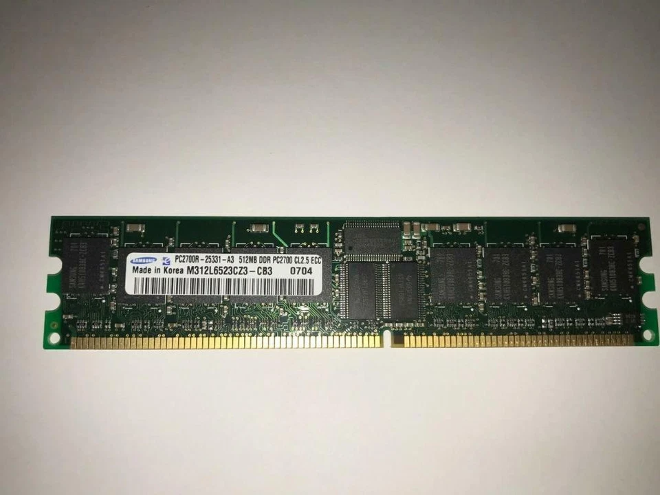 M312L6523CZ3-CB3 512MB 1RX8 DDR PC2700R DDR-333 64X8 9CHIPS 184PIN ECC REGISTER - Image 1 of 1