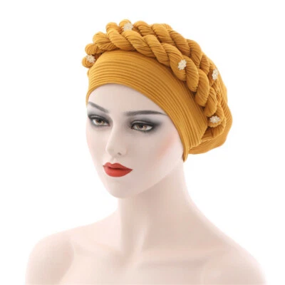 Muslim Women Braid Turban Hijab Hat Hair Loss Bonnet Chemo Cap Beanie Headwear - Image 1 of 4