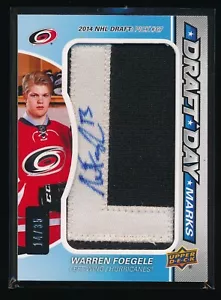 WARREN FOEGELE 2018-19 SP GAME USED DRAFT DAY MARKS ROOKIES AUTO L #/35 CAROLINA - Picture 1 of 2